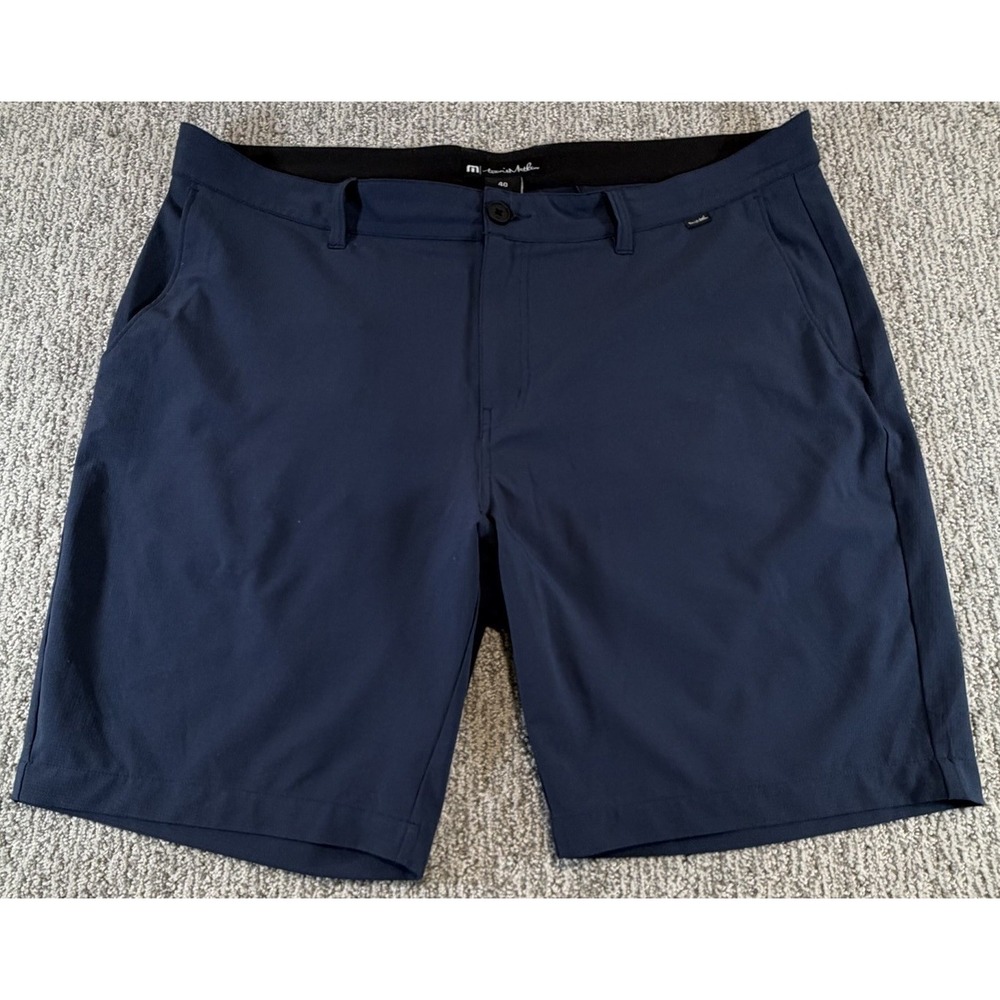 Travis Mathew Shorts Mens 40* Chino Navy Performance Golf Flat Front Ripstop